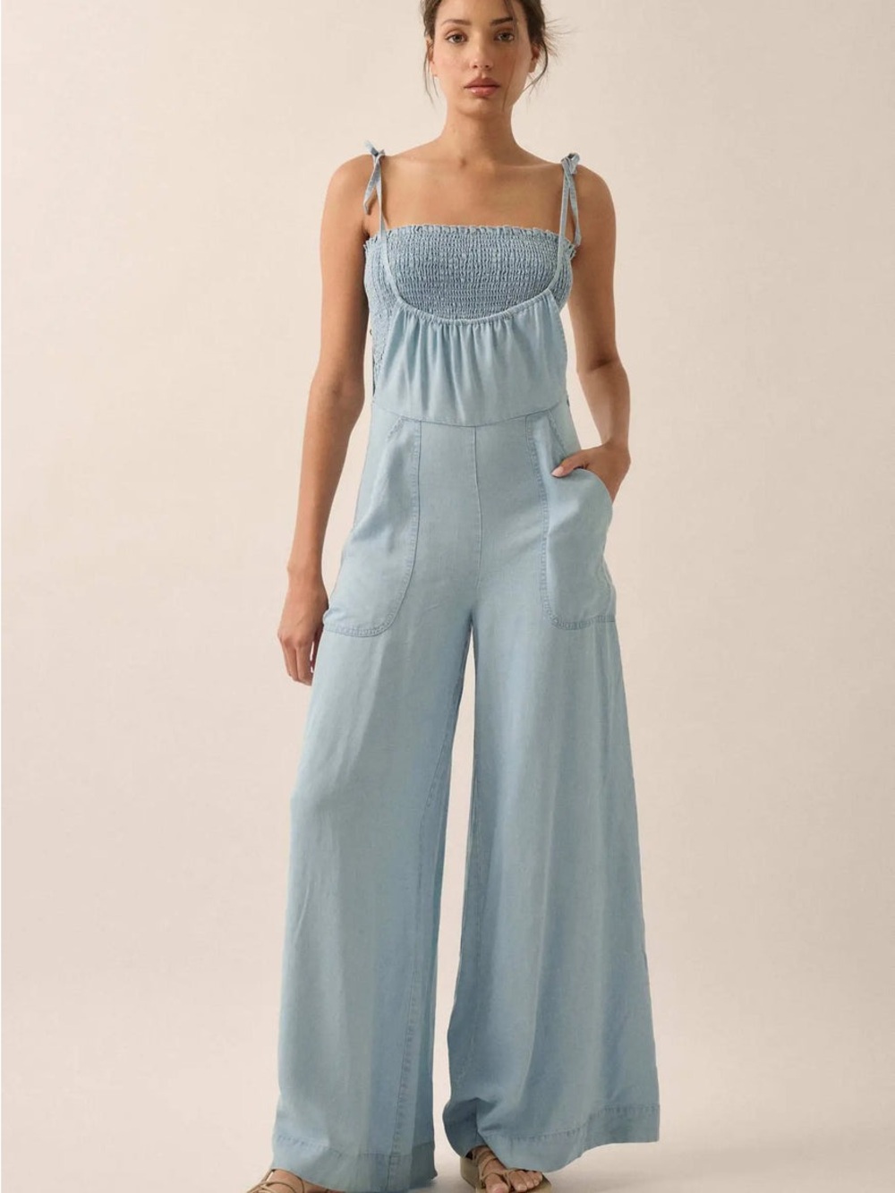 Promesa Light Blue Wide-Leg Jumpsuit